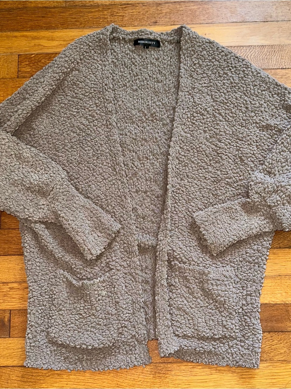 MEROKEETY Fuzzy Popcorn Chunky Knit Cardigan Sweater